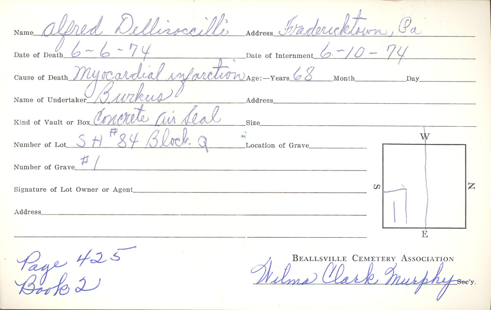 burial card